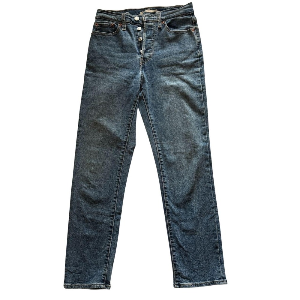 Levis Wedgie Straight Jeans Women 27 High Rise Blue Medium Wash Button Fly Indie